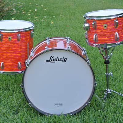 CLEAN! LUDWIG USA CLASSIC MAPLE SERIES 22/13/16 MOD ORANGE DREAM DRUM SET! RL862 image 1