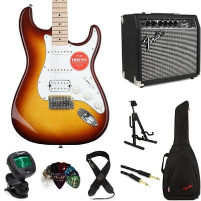 Squier Affinity Series Stratocaster Electric Guitar and Fender Frontman 20G Amp Bundle - Sienna Sunburst with Maple Fing image 4