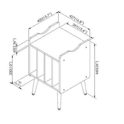 Vinyl Record Player Stand – Turntable Table with 4 Storage Cubbies for Up to 80 Albums (Black) image 6