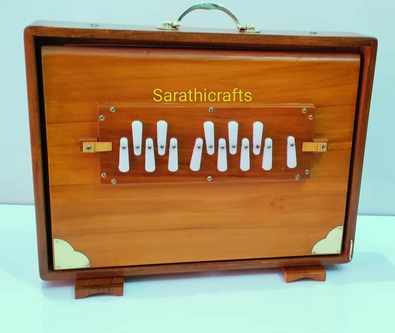 Shruti Box, Large 16x12x3 in. Pure Teak Wood Sur Pete With Bag, 440 hz 2024 - Teak Wood image 1