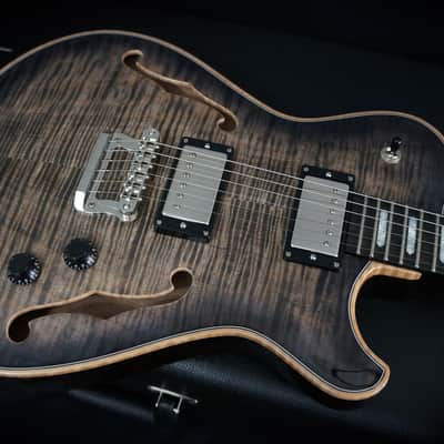 Knaggs Guitars Chena Hollowbody in Charcoal Burst w/ T1 Flame Maple Top image 9