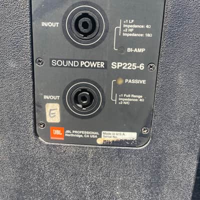 JBL PRO SPEAKER SYSTEM 2 SOUND POWER SP225-6 & 2 VENUE VS125HS LOWS SP-225-6 MID 90'S - BLACK DURA FLEX COATING image 3