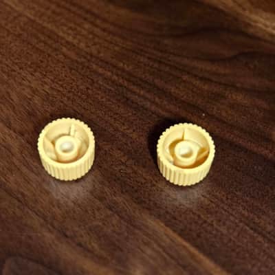 Original Vintage 1950s Kay Harmony Cream Cupcake Knobs for Upbeat, Swingmaster, Barney Kessel Pro, etc. image 2