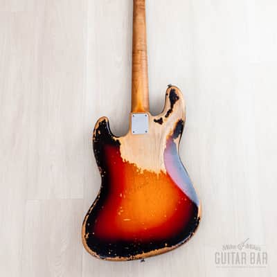 1962 Fender Jazz Bass Vintage Pre-CBS Slab Board, Sunburst w/ Case image 3
