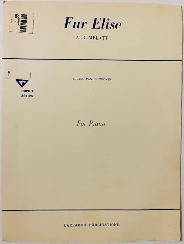 Ludwig Van Beethoven  Fur Elise Sheet Music Piano Song Vintage Notation Used Play 1964 image 1