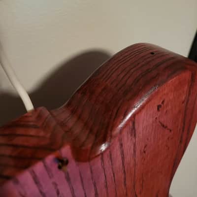 Unbranded Tele style Solid Ash, chambered with a 1/4" Oak top, Clear coat over stain Clear coat over stain image 9