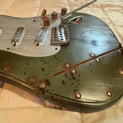 CeJota Strat-Style Electric Guitar - Military U.S. Army Green - "The Tank" image 3