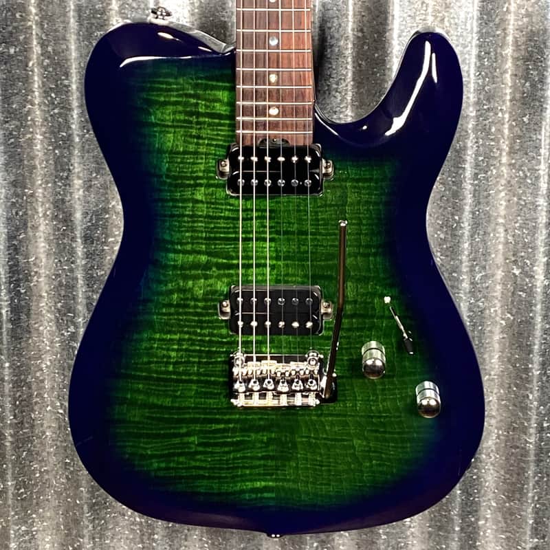 Musi Virgo Fusion Telecaster HH Deluxe Tremolo Greenburst Guitar #1012 Used image 1
