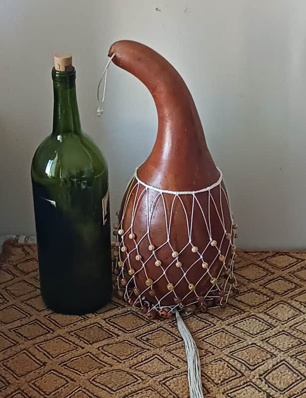 Axatse (medium-small Ewe-style netted gourd rattle) image 1