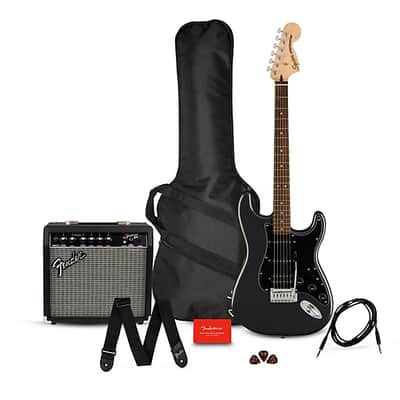 Squier Affinity Series Stratocaster HSS Electric Guitar Pack, Laurel Fingerboard, Charcoal Frost Metallic, Gig Bag, 15G - 120V TGF33 image 1