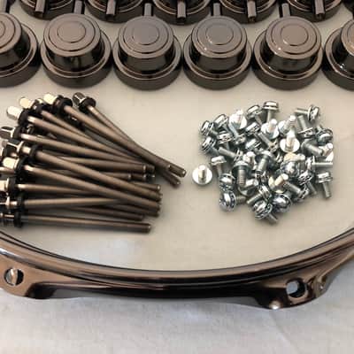 NEW DW Collector’s Series Black Nickel 14” Snare Drum Parts; TrueHoops Lugs MAG 5P Tension Rods Grommet image 4