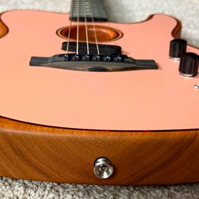 Fender Limited Edition American Acoustasonic Telecaster With Deluxe GigBag and Case Candy -2023 Model in Shell Pink & Tortoise Rosette and Purfling image 7
