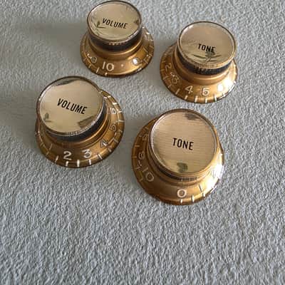 BEAUTIFUL Vintage 60’s 70’s Gold Reflector Knobs Set Les Paul SG Gibson ES Volume Tone image 1
