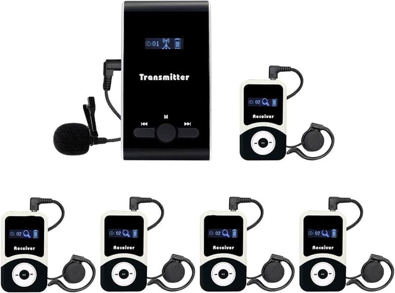Church Translation Device, Tour Guide System Rechargeable, Simple Basic, Clear Sound Quality, Whisper Devices for Church, Factory, School (1 Transmitter 5 Receivers) image 1