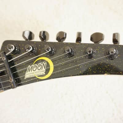 Moon Katze HSH Superstrat 1980s Black Gold Sparkle PGM MIJ image 6