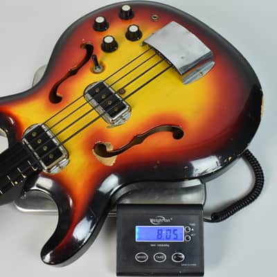 1960's Hohner Bartell Original Vintage Semi-Hollow Fretless Electric Bass Guitar image 24