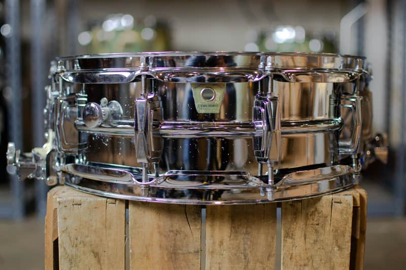 Ludwig No. 410 Super-Sensitive 5x14" Aluminum Snare Drum with Large Chicago Keystone Badge 1984 image 1