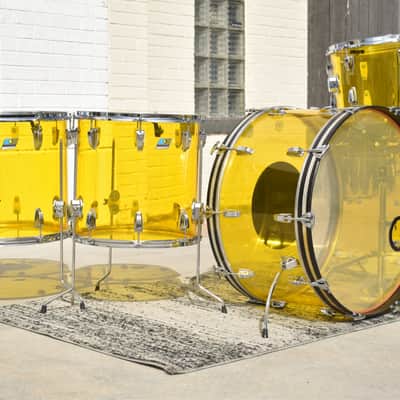 Vintage Ludwig Yellow Vistalite, Super Clean "Bonham" sizes: 14, 16, 18, 26 image 4