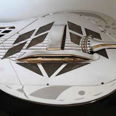 1937 National ''Exploding Palm Tree'' Tricone Square Neck Resonator Guitar image 11