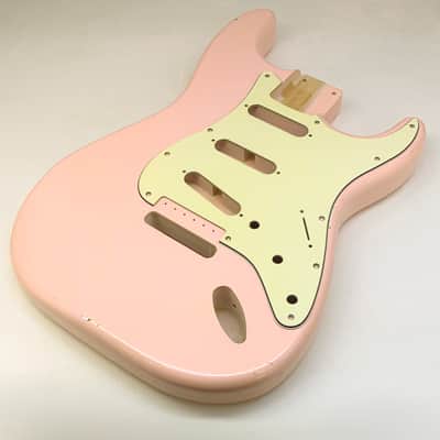 4lbs 4oz BloomDoom Nitro Lacquer Aged Relic Faded Shell Pink S-Style Vintage Custom Guitar Body image 4