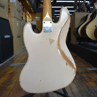 Fender Flea Jazz Bass 2016 Road Worn Shell Pink w/Hipshot D-Tuner, Padded Gig Bag image 3