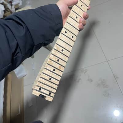1 floyd rose nut stainless steel 24frets flame Maple guitar neck 25.5 hole 10mm Lock nut Satin Wheel truss rods charvel image 2