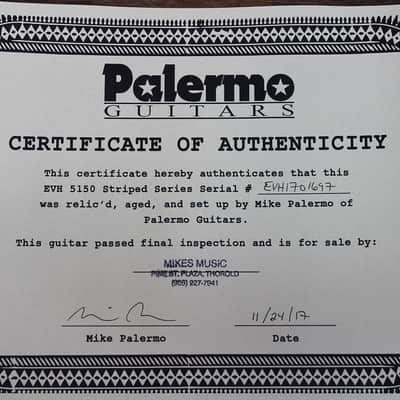 Palermo EVH 5150 Striped Conversion Eddie Van Halen Guitar Relic'd By Mike Palermo W/ Bag image 8