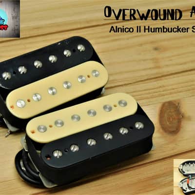 Guitar Madness Overwound Alnico II Humbucker Pickup Set Nickle Silver Base plates Zebra image 4
