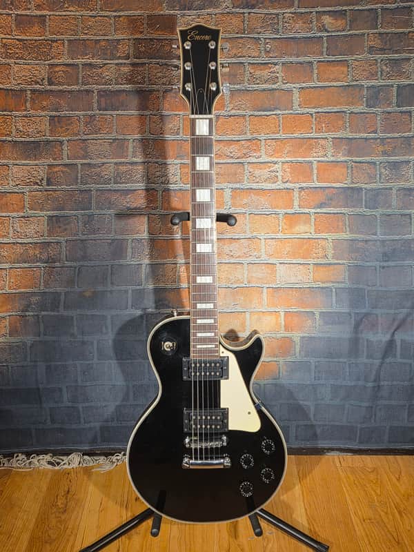 Vintage 1970s Encore LP Copy Electric Guitar Black image 1