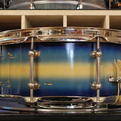 1940s Slingerland 5x14 Professional Model Snare Drum in Blue and Gold Duco image 3