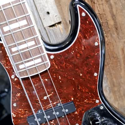 Warmoth J-style Custom Bass - Black with Tortoise Pickguard - Hard Case Included image 7