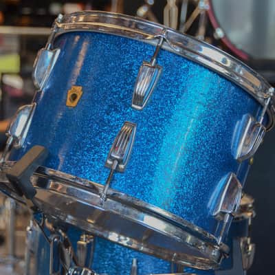 USED Ludwig 4pc Drum Kit - Transition Badge, "Blue Sparkle" image 3