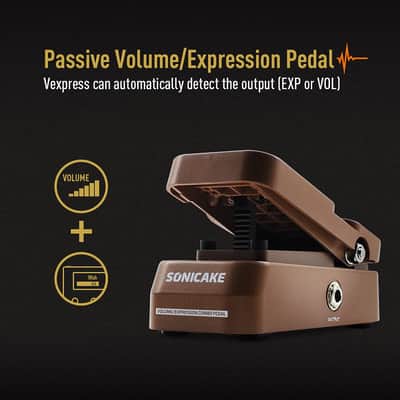 SONICAKE Passive Volume & Expression EXP Pedal, Mini Guitar Volume Pedal - Vexpress image 2