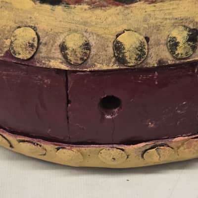 Vintage Chinese Tack Double Sided Painted Hand Drum 10 X 4 image 9