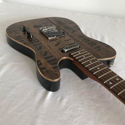 Electric Guitar - Brown Reclaimed Wood - T-Style - Fork Lift 027 image 6