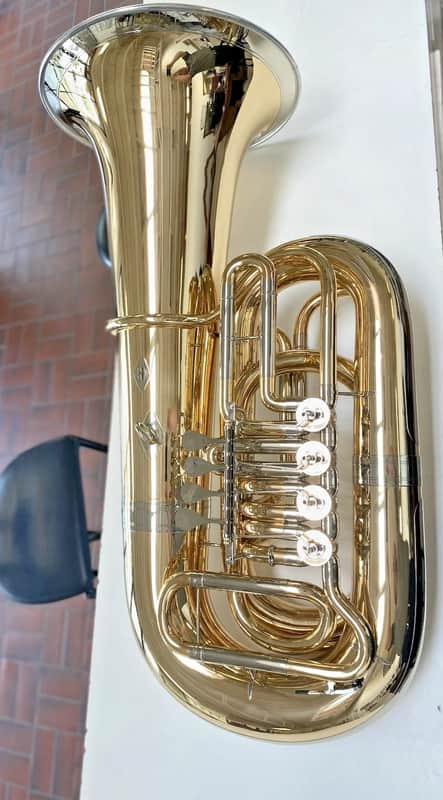 New Alexander model 164 "Kaisertuba" BBb Tuba in Gold Brass,4 valves, Lacquered,Nickel-Silver Garland; with Care Kit image 1