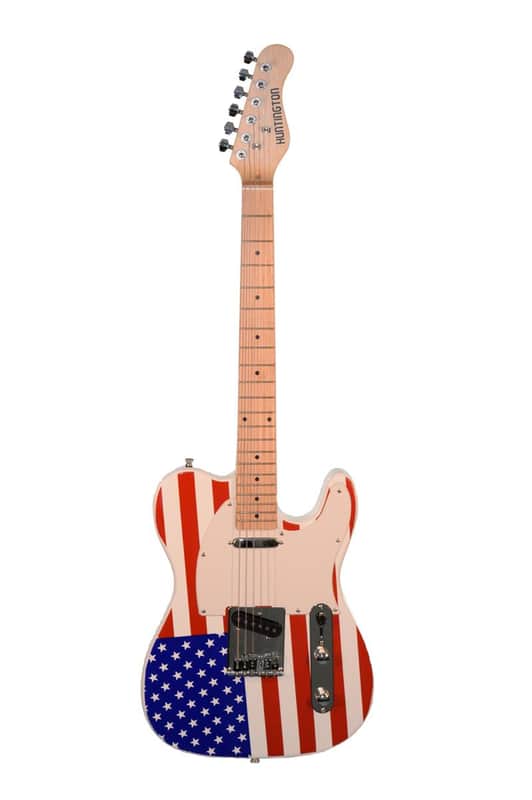 Huntington GE149-RWB T-Style Basswood Solid Body Maple Neck 6-String Electric Guitar w/Gig Bag &Pick image 1