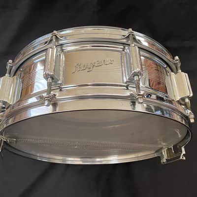 RARE Vintage Rogers "7-Line" w/ Tall Boy Hoop Dyna-Sonic Snare Drum 5"x14" Chrome Over Brass image 7