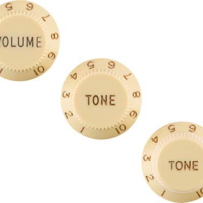 Genuine Fender LEFT-HANDED Stratocaster/Strat Guitar Control Knobs, AGED WHITE image 5