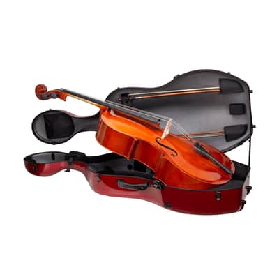 Crossrock Ultra Carbon Fiber Case fits 4/4 Full Size Cello, Super lightweight as 6 lb, with Protective Cover, TSA Lock -Pearlescent Red image 2