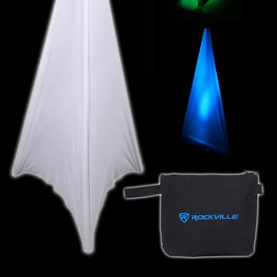 (2) Rockville White 10" PA DJ Speaker Covers+Scrims+Stands+Lights+Event Facade image 11