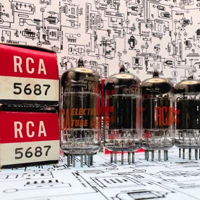 RCA 5687 Black Plate Matched Quad - 1960s NOS | Audio Driver image 3
