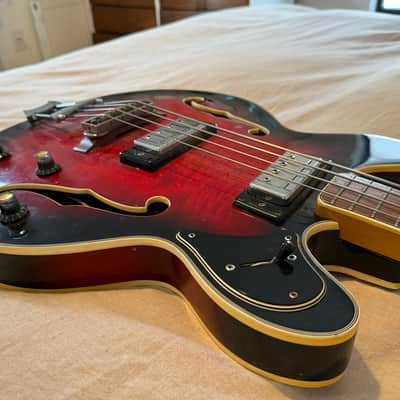 Vintage Univox Custom Coily 330 Style Short Scale Bass Cherry Burst MIJ image 8