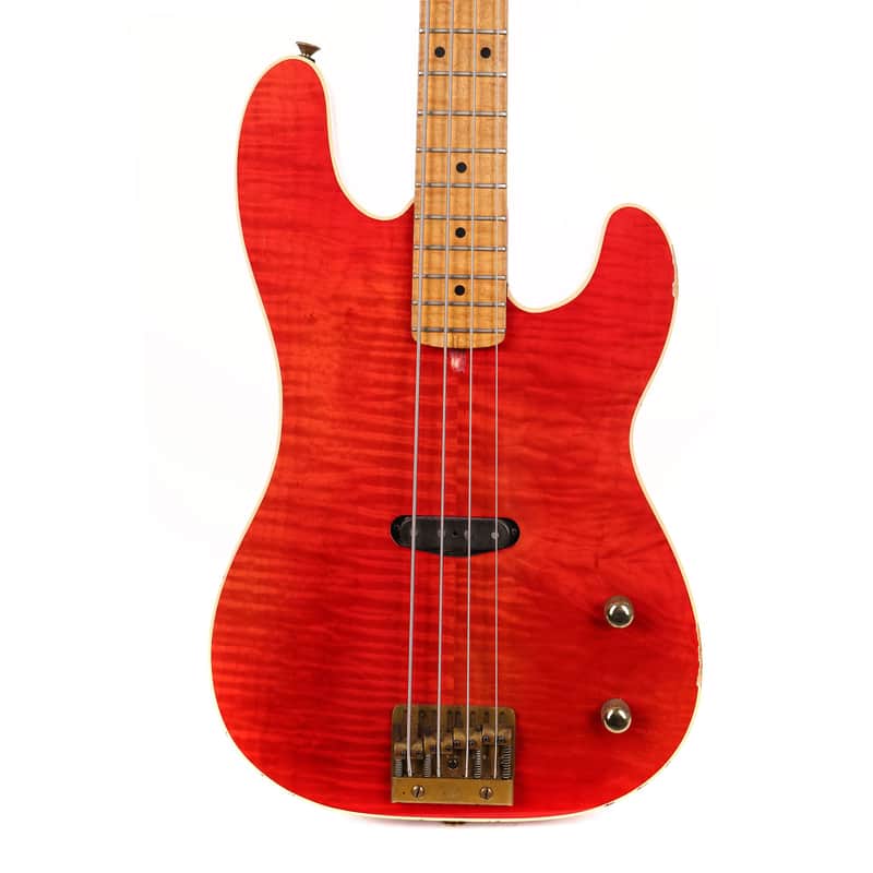 1980 Charvel Bass Flame Maple Body Trans Red image 1