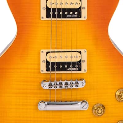 Vintage V100T ReIssued Electric Guitar ~ Flamed Thru Honeyburst image 5
