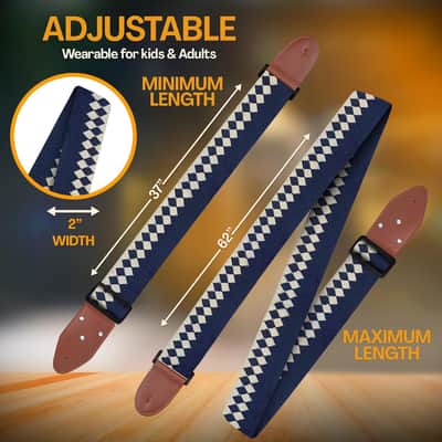 Guitar Strap Premium Padded For Electric, Acoustic, and Bass. Adjustable Unique Design Guitar Straps Includes 2 Strap Locks To Keep Your Guitar Safe - Discover Durability Comfort and Style - Blue image 2