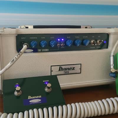 Keeley Modified Ibanez Tube Screamer TSA15H 15w/5w Amp Head White/Green/Blue image 1