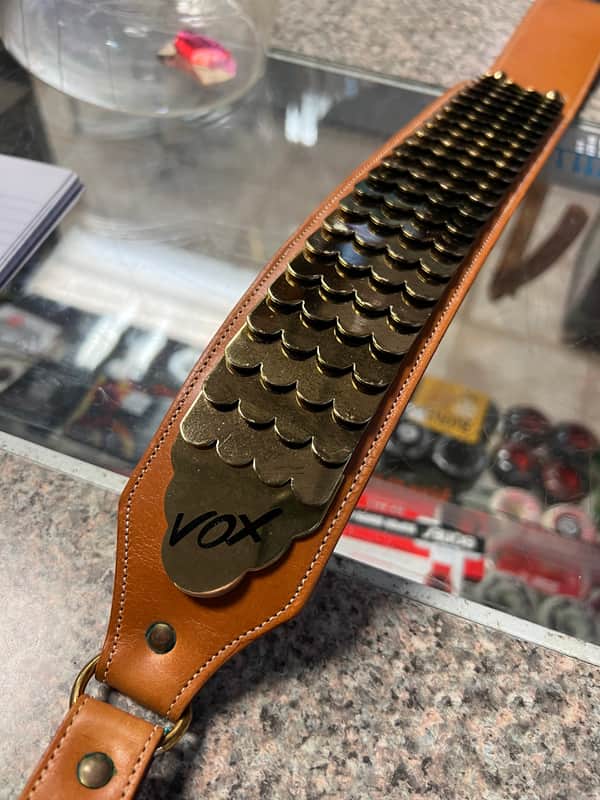 vintage 1960s Vox Python guitar strap brown with case image 1