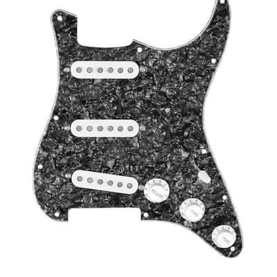 920D Custom 7 Way Load Pickguard w/ Texas Vintage Pickups & Toggle Switch Black Pearl/White for Strat Guitar image 2