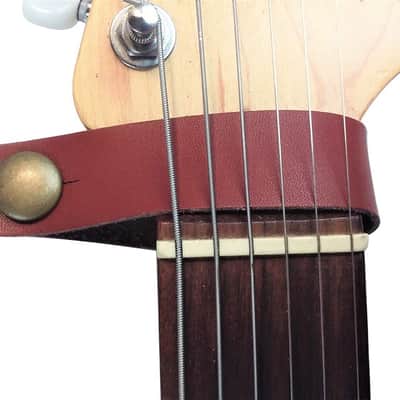 Brown Genuine Leather Guitar Strap Hook Button For Acoustic / Folk / Guitar image 4